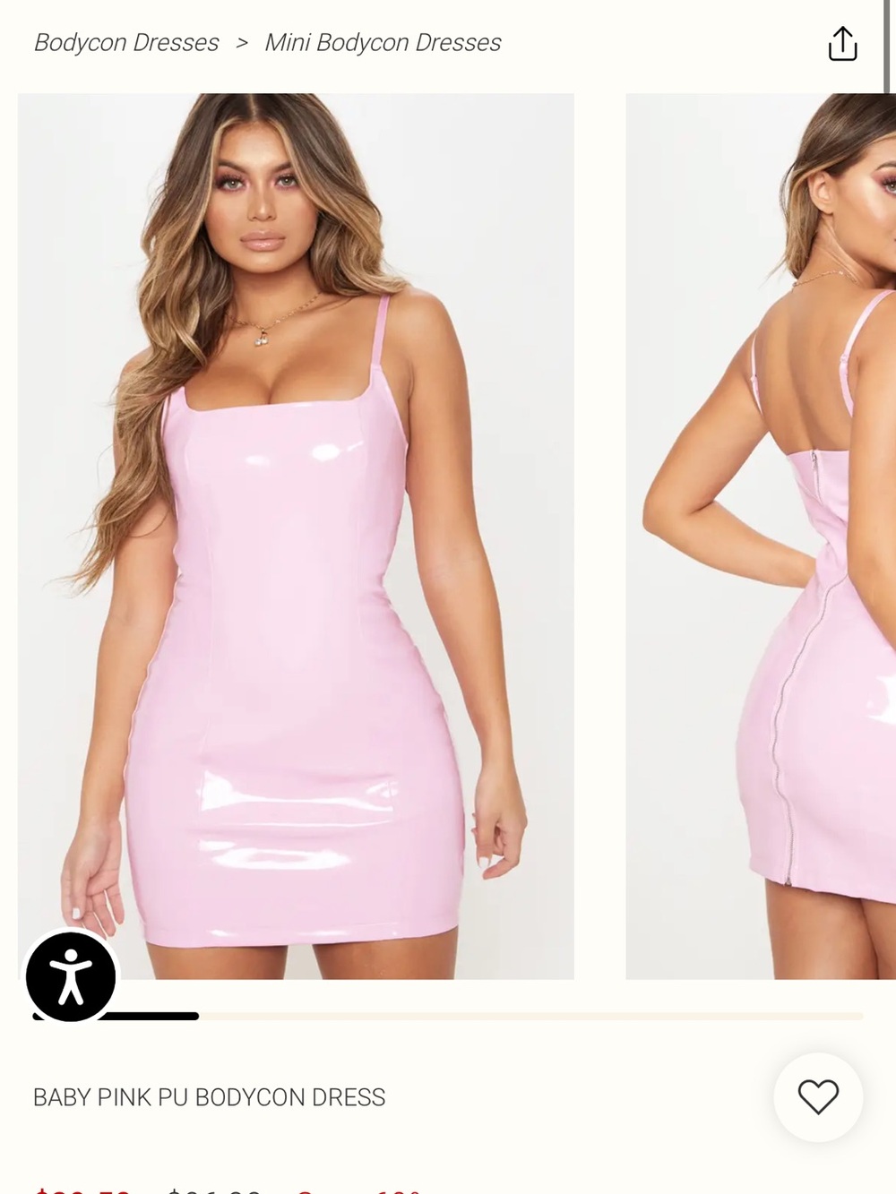 PrettyLittleThing Baby Pink PU Mini Bodycon Dress